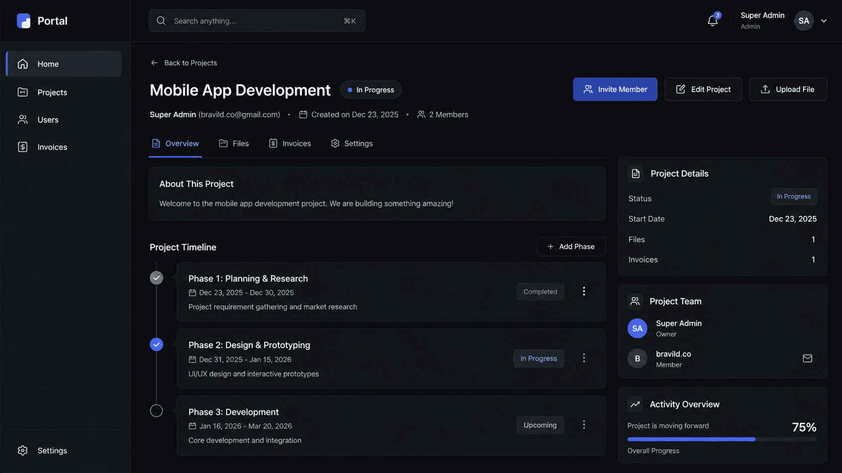 Client Portal — view 1